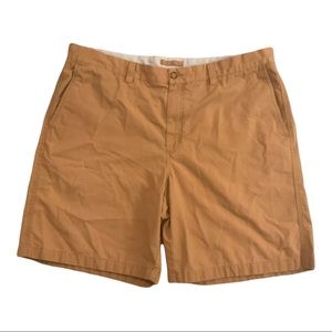 LL Bean Classic Fit Tan Casual Flat Front 100% Cotton Shorts Size 40